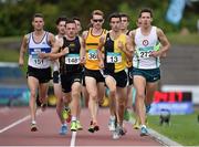 20 July 2014; Paul Robinson, 272, St Coca's AC, Kildare, leads the field during the Men's 1500m Final from David mcCarthy, 151, West Waterford AC, Danny Mooney, Letterkenny AC, Donegal, eventual winner Ciarán Ó Lionáird, 369, Leevale AC, Cork and Eoin Everard, 13, Kilkenny City Harriers AC. GloHealth Senior Track and Field Championships, Morton Stadium, Santry, Co. Dublin. Picture credit: Brendan Moran / SPORTSFILE