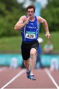 20 July 2014; Eanna Madden, Carrick-on-Shannon AC, Leitrim, in action during the Men's 100m Final. GloHealth Senior Track and Field Championships, Morton Stadium, Santry, Co. Dublin. Picture credit: Brendan Moran / SPORTSFILE