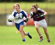 20 July 2014; Annie Fitzgerald, Waterford, in action against Leah Pettit, Galway. All-Ireland U14 'B' Ladies Football Championship Final, Galway v Waterford, MacDonagh Park, Nenagh, Co. Tipperary. Picture credit: Matt Browne / SPORTSFILE