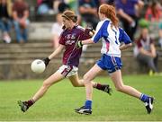 20 July 2014; Louise Reilly, Galway, in action against Anne Marie O'Brien, Waterford. All-Ireland U14 'B' Ladies Football Championship Final, Galway v Waterford, MacDonagh Park, Nenagh, Co. Tipperary. Picture credit: Matt Browne / SPORTSFILE