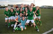 21 July 2014; Republic of Ireland players celebrate their 2-1 victory over Sweden. 2014 UEFA Women's U19 Championship, Republic of Ireland v Sweden, UKI Arena, Jessheim, Ullensaker, Norway. Picture credit: Stephen McCarthy / SPORTSFILE