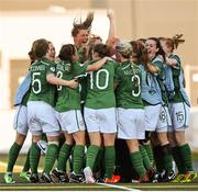 21 July 2014; Republic of Ireland players celebrate after Megan Connolly scored their second goal of the game. 2014 UEFA Women's U19 Championship, Republic of Ireland v Sweden, UKI Arena, Jessheim, Ullensaker, Norway. Picture credit: Stephen McCarthy / SPORTSFILE