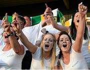 21 July 2014; Republic of Ireland supporters celebrate their 2-1 victory over Sweden. 2014 UEFA Women's U19 Championship, Republic of Ireland v Sweden, UKI Arena, Jessheim, Ullensaker, Norway. Picture credit: Stephen McCarthy / SPORTSFILE