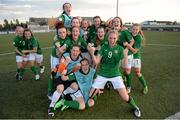 21 July 2014; Republic of Ireland players celebrate their 2-1 victory over Sweden. 2014 UEFA Women's U19 Championship, Republic of Ireland v Sweden, UKI Arena, Jessheim, Ullensaker, Norway. Picture credit: Stephen McCarthy / SPORTSFILE