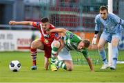 21 July 2014; Danny Morrisey, Cork City, in action against Simon Madden, Shamrock Rovers. EA Sports Cup, Quarter-Final, Shamrock Rovers v Cork City, Tallaght Stadium, Tallaght, Co. Dublin. Picture credit: David Maher / SPORTSFILE