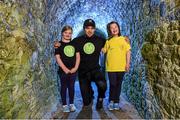 22 July 2014; Bressie is pictured with Lilly O'Connor, left, and Lucy Connaughton, both from Mount Temple, Baylin, Co. Westmeath, at the launch of the HSE Community Games 2014 National Festival, Athlone Castle, Co. Westmeath. Photo by Sportsfile