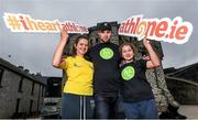 22 July 2014; Bressie is pictured with Sarah Lawless, left, and Caoimhe Lawless, right, both from Mount Temple, Baylin, Co. Westmeath, at the launch of the HSE Community Games 2014 National Festival, Athlone Castle, Co. Westmeath. Photo by Sportsfile