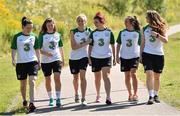 22 July 2014; Republic of Ireland players, from left, Ciara McNamara, Clare Shine, Megan Connolly, Shannon Carson, Amy O'Connor and Ciara O’Connell relax near the team hotel in Lillestrøm ahead of their UEFA European Women's U19 Championship semi-final against Netherlands on Thursday. Republic of Ireland at the 2014 UEFA Women's U19 Championship, Thon Hotel Arena, Lillestrøm, Norway. Picture credit: Stephen McCarthy / SPORTSFILE