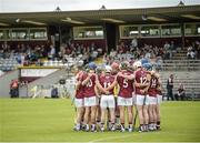14 June 2014; Westmeath players in a pre-match huddle. GAA All-Ireland Hurling Senior Championship Promotion Play Off, Westmeath v Kildare, Cusack Park, Mullingar, Co. Westmeath. Picture credit: Piaras Ó Mídheach / SPORTSFILE