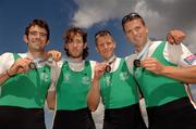 27 August 2006; Ireland rowers, from left, Gearoid Towey, bow, Eugene Coakley, second seat, Richard Archibald, third seat and Paul Griffin, stroke, after finishing third and winning a bronze medal during the lightwight men's four A Final, 2006 World Rowing Championships, Dorney Lake, Eton, England. Picture credit; David Maher / SPORTSFILE