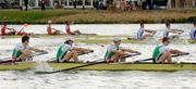 27 August 2006; Ireland rowers, from left, Gearoid Towey, bow, Eugene Coakley, second seat, Richard Archibald, third seat and Paul Griffin, stroke, after finishing third and winning a bronze medal as eventual winners China, back left, celebrate and second placed France, during the lightwight men's four A Final, 2006 World Rowing Championships, Dorney Lake, Eton, England. Picture credit; David Maher / SPORTSFILE