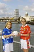 29 August 2006; Laois captain Gemma O'Connor, left, with Cork captain Juliet Murphy who will meet in the TG4 All-Ireland Senior Ladies Football Championship semi-final in Tullamore on Saturday, September 2nd. IFSC, Dublin. Picture credit; Damien Eagers / SPORTSFILE