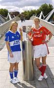 29 August 2006; Laois captain Gemma O'Connor, left, with Cork captain Juliet Murphy at the Sean O'Casey Bridge who will meet in the TG4 All-Ireland Senior Ladies Football Championship semi-final in Tullamore on Saturday, September 2nd. IFSC, Dublin. Picture credit; Damien Eagers / SPORTSFILE