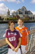 29 August 2006; Galway captain Lorna Joyce, left, with Armagh captain Bronagh O'Donnell, who will meet in the TG4 All-Ireland Senior Ladies Football Championship semi-final in Roscommon on Saturday, September  9th. IFSC, Dublin. Picture credit; Damien Eagers / SPORTSFILE