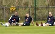 31 August 2006; Republic of Ireland players, left to right, Stephen Carr, Damien Duff and Gary Doherty take a break during squad training. Malahide FC, Malahide, Dublin. Picture credit: David Maher / SPORTSFILE