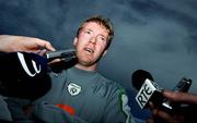 31 August 2006; Republic of Ireland manager Steve Staunton during a  pitch side press conference at the end of squad training. Malahide FC, Malahide, Dublin. Picture credit: David Maher / SPORTSFILE