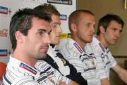 31 August 2006; Northern Ireland's, from left, Keith Gillespie, Steve Davis, Sammy Clingan, and Gareth McAuley during a press conference after squad training. Hilton Hotel, Templepatrick, Co. Antrim. Picture credit: Oliver McVeigh / SPORTSFILE