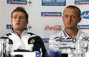 31 August 2006; Northern Ireland's Steve Davis, left, and Sammy Clingan during a press conference after squad training. Hilton Hotel, Templepatrick, Co. Antrim. Picture credit: Oliver McVeigh / SPORTSFILE
