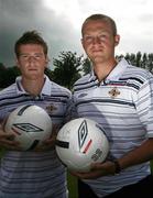 31 August 2006; Northern Ireland's Steve Davis and Sammy Clingan after a press conference and squad training. Hilton Hotel, Templepatrick, Co. Antrim. Picture credit: Oliver McVeigh / SPORTSFILE