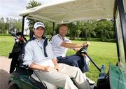 31 August 2006; Northern Ireland captain Aaron Hughes and goalkeeper Maik Taylor go for a game of golf after squad training. Hilton Hotel, Templepatrick, Co. Antrim. Picture credit: Oliver McVeigh / SPORTSFILE