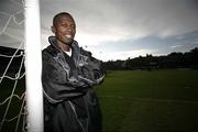 31 August 2006 Glenavon's David Atiba Charles relaxes as after he was told his clearance was not through in time to play in the CIS Insurance Cup game, Larne v Glenavon, Inver Park, Larne, Co. Antrim. Picture credit: Russell Pritchard / SPORTSFILE