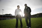 31 August 2006; Glenavon's Nathan McConnell chats with team-mate David Atiba Charles aftre Atiba's clearance to play in tonight's match did not come through in time for the  CIS Insurance Cup, Larne v Glenavon, Inver Park, Larne, Co. Antrim. Picture credit: Russell Pritchard / SPORTSFILE