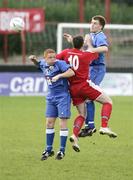 31 August 2006; Aaron Black, Glenavon, right, and team-mate Stephen McAloum, in action against Tomaz Grzegorgzyk, Larne. CIS Insurance Cup, Larne v Glenavon, Inver Park, Larne, Co. Antrim. Picture credit: Russell Pritchard / SPORTSFILE