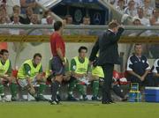2 September 2006; Republic of Ireland manager Steve Staunton reacts as he  is sent to the stands by referee Luis Medina Cantalejo, during the second half of the game. Euro 2008 Championship Qualifier, Germany  v Republic of Ireland, Gottleib-Damlier Stadion, Stuttgart, Germany. Picture credit: David Maher / SPORTSFILE