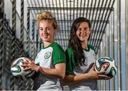 23 July 2014; Republic of Ireland goalkeepers Brooke Dunne, left, and Amanda McQuillan at the team hotel in Lillestrøm ahead of their UEFA European Women's U19 Championship semi-final against Netherlands on Thursday. Republic of Ireland at the 2014 UEFA Women's U19 Championship, Thon Hotel Arena, Lillestrøm, Norway. Picture credit: Stephen McCarthy / SPORTSFILE