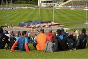 19 July 2014; Spectators watch the Women's 1500m heats. GloHealth Senior Track and Field Championships, Morton Stadium, Santry, Co. Dublin. Picture credit: Piaras Ó Mídheach / SPORTSFILE