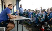 23 July 2014; Leinster's Rhys Ruddock and Ian Madigan  answers questions from children taking part in The Herald Leinster Rugby Summer Camps in Portlaoise RFC, Co. Laois. Picture credit: Barry Cregg / SPORTSFILE