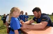 23 July 2014; Roisin Kinch gets an autograph from Leinster player Sean O'Brien during The Herald Leinster Rugby Summer Camps in Tullow RFC, Tullow, Co. Carlow. Picture credit: Matt Browne / SPORTSFILE