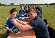 23 July 2014; Ryan Fitzgerald gets an autograph from Leinster player Tadhg Furlong during The Herald Leinster Rugby Summer Camps in Tullow RFC, Tullow, Co. Carlow. Picture credit: Matt Browne / SPORTSFILE
