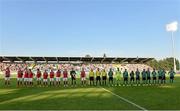 23 July 2014; The St Patrick's Athletic and Legia Warszawa players before the start of the game. UEFA Champions League, Second Qualifying Round, Second Leg, St Patrick's Athletic v Legia Warszawa, Tallaght Stadium, Tallaght, Co. Dublin. Picture credit: David Maher / SPORTSFILE