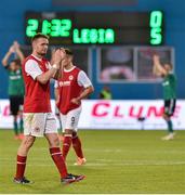 23 July 2014; A dejected Conan Byrne, St Patrick's Athletic, after the game. UEFA Champions League, Second Qualifying Round, Second Leg, St Patrick's Athletic v Legia Warszawa, Tallaght Stadium, Tallaght, Co. Dublin. Picture credit: David Maher / SPORTSFILE
