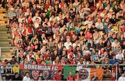 23 July 2014; St Patrick's Athletic supporters during the game. UEFA Champions League, Second Qualifying Round, Second Leg, St Patrick's Athletic v Legia Warszawa, Tallaght Stadium, Tallaght, Co. Dublin. Picture credit: David Maher / SPORTSFILE