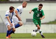 24 July 2014; Peter Cotter, Ireland, in action against Mikael Jukarainen, 8, and Ville Kuronen, Finland. 2014 CPISRA Football 7-A-Side European Championships, Ireland v Finland, Maia, Portugal. Picture credit: Carlos Patrão / SPORTSFILE