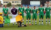 24 July 2014; The Ireland team before the game. 2014 CPISRA Football 7-A-Side European Championships, Ireland v Finland, Maia, Portugal. Picture credit: Carlos Patrão / SPORTSFILE