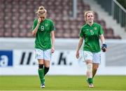 24 July 2014; Dejected Republic of Ireland players Megan Connolly, left, and Ciara O'Connell. UEFA European Women's U19 Championship, Republic of Ireland v the Netherlands. Mjøndalen Stadion, Nedre Eiker, Norway. Picture credit: Stephen McCarthy / SPORTSFILE