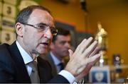 25 July 2014; Republic of Ireland manager Martin O'Neill during a press conference after the FAI Ford Cup Third Round Draw. Mullingar Park Hotel, Mullingar, Co. Westmeath. Picture credit: David Maher / SPORTSFILE