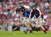 3 September 2006; Michael Gleeson, Tipperary, in action against Kevin Keane and David Burke, left, Galway. ESB All-Ireland Minor Hurling Championship Final, Galway v Tipperary, Croke Park, Dublin. Picture credit: Ray McManus / SPORTSFILE