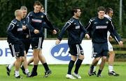 4 September 2006; Northern Ireland players Sammy Clingan, Stephen Craigan, Johnny Evans, Keith Gillespie, and Kyle Lafferty in action during squad training. Newforge Country Club, Belfast, Co. Antrim. Picture credit: Oliver McVeigh / SPORTSFILE