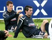 4 September 2006; Johnny Evans, left, and Keith Gillespie, Northern Ireland, during squad training. Newforge Country Club, Belfast, Co. Antrim. Picture credit: Oliver McVeigh / SPORTSFILE