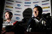 4 September 2006; Northern Ireland's Keith Gillespie, left, and David Healy during a press conference ahead of their Euro 2008 Championship Qualifier against Spain. Hilton Hotel, Templepatrick, Co. Antrim. Picture credit: Oliver McVeigh / SPORTSFILE
