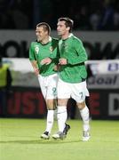 6 September 2006; David Healy, Northern Ireland, left, celebrates with team-mate Keith Gillespie after scoring his side's first goal. Euro 2008 Championship Qualifier, Northern Ireland v Spain, Windsor Park, Belfast. Picture credit: Oliver McVeigh / SPORTSFILE