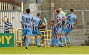 25 July 2014; Gavan Holohan, Drogheda United, celebrates with team-mates after scoring his side's first goal. SSE Airtricity League Premier Division, Shamrock Rovers v Drogheda United. Tallaght Stadium, Tallaght, Dublin. Photo by Sportsfile