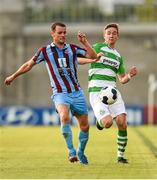 25 July 2014; Ronan Finn, Shamrock Rovers, in action against Daire Doyle, Drogheda United. SSE Airtricity League Premier Division, Shamrock Rovers v Drogheda United. Tallaght Stadium, Tallaght, Dublin. Photo by Sportsfile