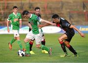 25 July 2014; Cillian Morrison, Cork City, in action against Roberto Lopes, Bohemians. SSE Airtricity League Premier Division, Bohemians v Cork City. Dalymount Park, Dublin. Picture credit: Ramsey Cardy / SPORTSFILE