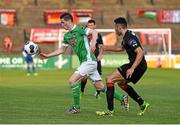 25 July 2014; Cillian Morrison, Cork City, in action against Roberto Lopes, Bohemians. SSE Airtricity League Premier Division, Bohemians v Cork City. Dalymount Park, Dublin. Picture credit: Ramsey Cardy / SPORTSFILE