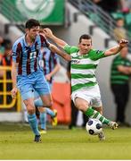 25 July 2014; Dean Kelly, Shamrock Rovers, in action against Ciaran McGuigan, Drogheda United. SSE Airtricity League Premier Division, Shamrock Rovers v Drogheda United. Tallaght Stadium, Tallaght, Dublin. Photo by Sportsfile